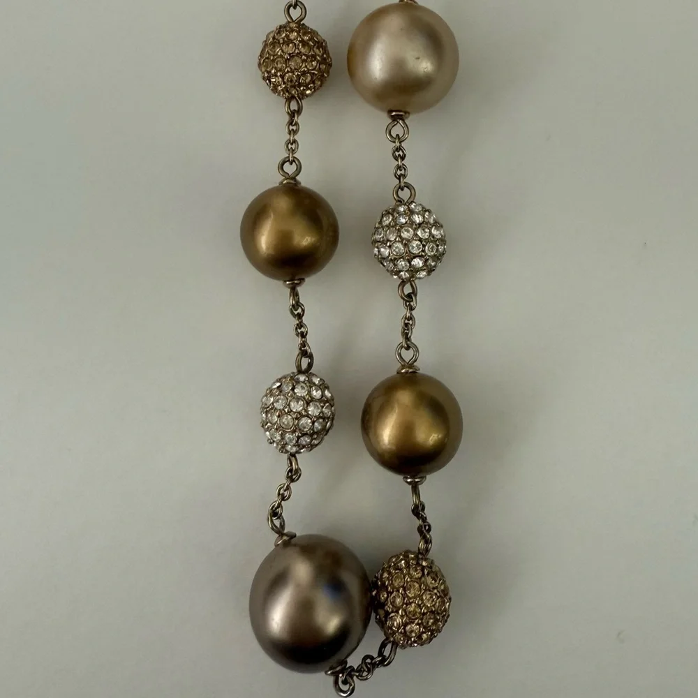 Y2K Carolee Gold-Tone Pearl & Crystal Bead Necklace